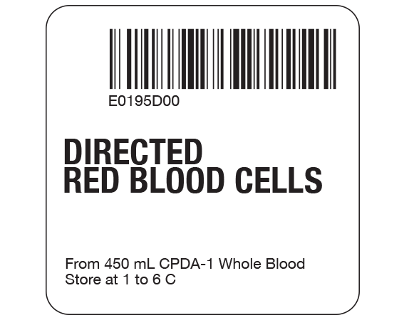 SB128-20-3-D White 2 " x 2" Red Blood Cells Product Labels for Compliance with ISBT 128 Standards - With Imprint: E0195D00 DIRECTED / RED BLOOD CELLS / From 450 mL CPDA-1 Whole Blood / Store at 1 to 6 C