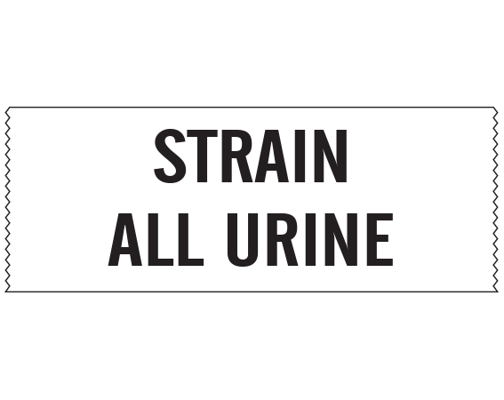 SN-104 White 1" x 500" Nursing Tapes for Instruction and Communication - With Imprint: STRAIN ALL URINE