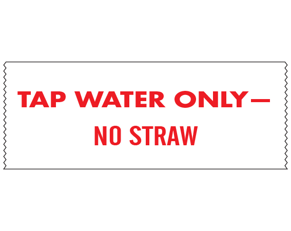 SN-111 White 1" x 500" Nursing Tapes for Instruction and Communication - With Imprint: TAP WATER ONLY -- NO STRAW