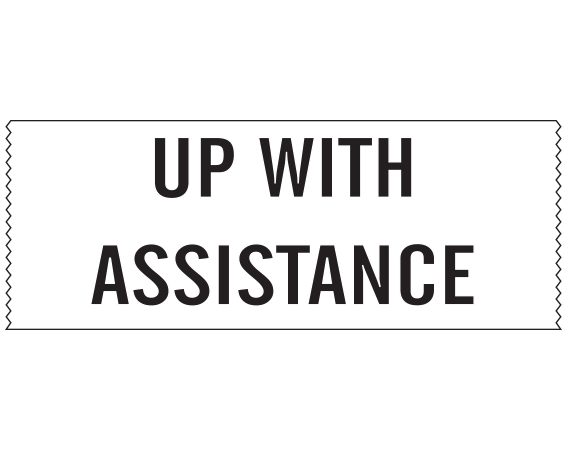 SN-118 White 1" x 500" Nursing Tapes for Instruction and Communication - With Imprint: UP WITH ASSISTANCE