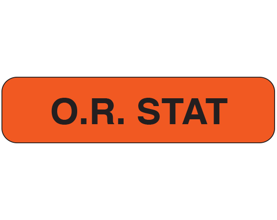 UPCR-1022 Fluorescent Red 5/16" x 1-1/4" Clerical Labels for Laboratory Communication - With Imprint: O.R. STAT
