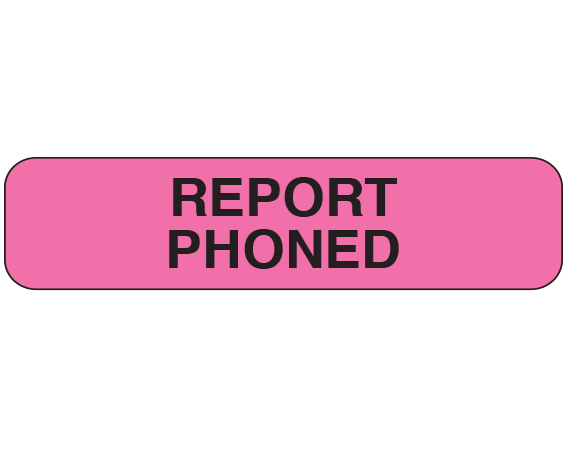 UPCR-1036 Fluorescent Pink 5/16" x 1-1/4" Clerical Labels for Laboratory Communication - With Imprint: REPORT / PHONED