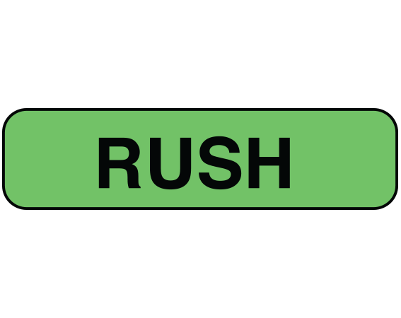 UPCR-1038 Green 5/16" x 1-1/4" Clerical Labels for Laboratory Communication - With Imprint: RUSH