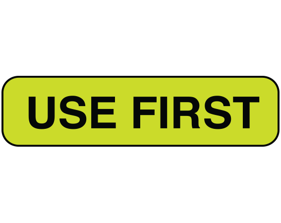 UPCR-1054 Fluorescent Chartreuse 5/16" x 1-1/4" Clerical Labels for Laboratory Communication - With Imprint: USE / FIRST