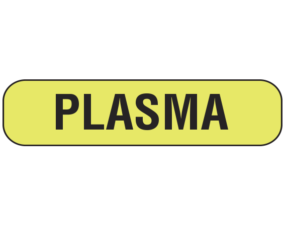 UPCR-1070 Fluorescent Chartreuse 5/16" x 1-1/4" Phlebotomy / Specimen Receiving Communication Labels for the Laboratory - With Imprint: PLASMA