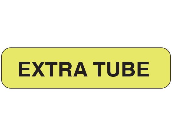 UPCR-1081 Fluorescent Chartreuse 5/16" x 1-1/4" Clerical Labels for Laboratory Communication - With Imprint: EXTRA TUBE