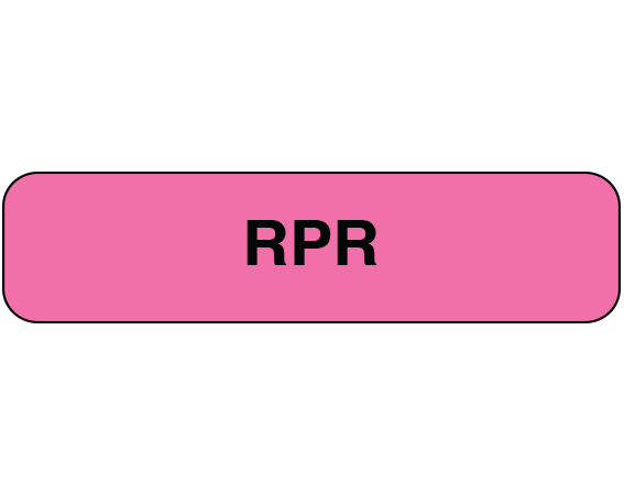 UPCR-1208 Fluorescent Pink 5/16" x 1-1/4" Chemistry Communication Labels for the Laboratory - With Imprint: RPR