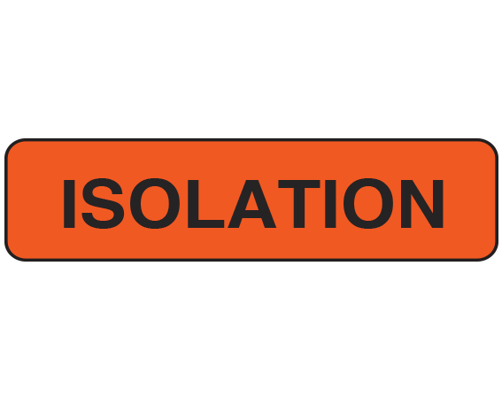 UPCR-1248 Fluorescent Red 5/16" x 1-1/4" Infection Control Warning Labels for the Laboratory - With Imprint: ISOLATION