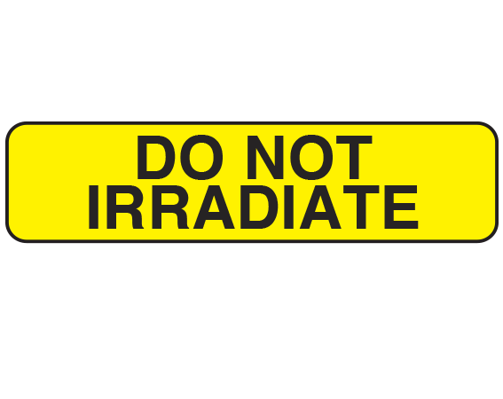 UPCR-1350 Yellow 5/16" x 1-1/4" Blood Collection Irradiation Labels - With Imprint: DO NOT / IRRADIATE