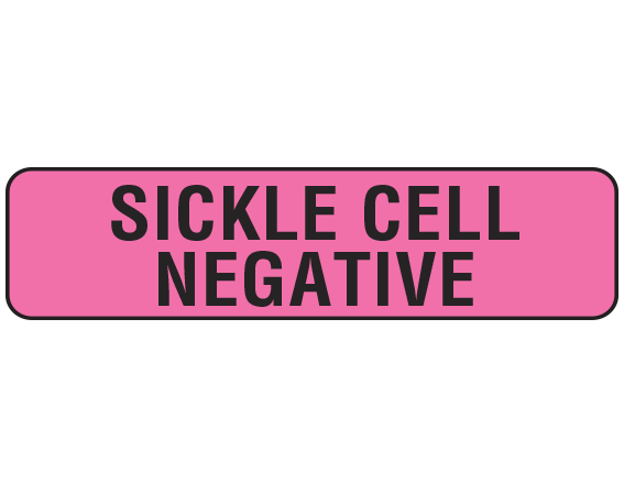 UPCR-1351 Fluorescent Pink 5/16" x 1-1/4" Blood Collection Compatibility Labels - With Imprint: SICKLE CELL / NEGATIVE