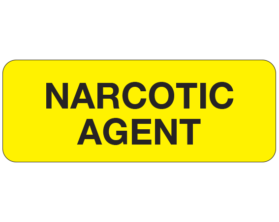 UPCR-5402 Yellow 3/4" x 2" Instructional Labels for the Pharmacy - With Imprint: NARCOTIC / AGENT
