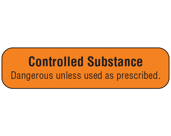 a-322 Orange 3/8" x 1-1/2" Pharmacy Auxiliary Labels for Prescription Containers - English Version - With Imprint: CONTROLLED SUBSTANCE