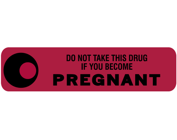 a_63_test4 Red 3/8" x 1-1/2" Pharmacy Auxiliary Labels for Prescription Containers - English Version - With Imprint: DO NOT TAKE THIS DRUG / IF YOU BECOME / PREGNANT