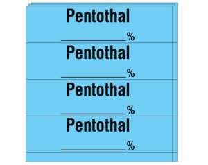 Blue 1/2" x 2" Anesthesia Drug Labels for Syringe Identification - Pack Form  - With Imprint: PENTOTHAL _____%