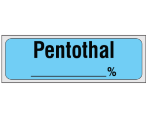 Blue 1/2" x 500" Anesthesia Drug Labels for Syringe Identification - Precut Form  - With Imprint: PENTOTHAL _____%