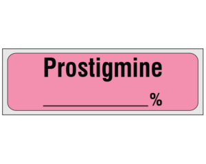 Rose 1/2" x 500" Anesthesia Drug Labels for Syringe Identification - Precut Form  - With Imprint: PROSTIGMINE _____ %