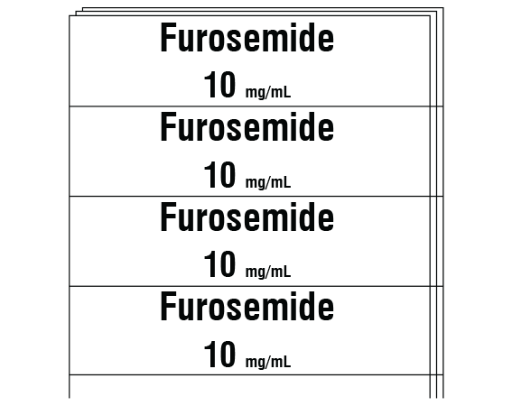 sa-3245-pk White 1/2" x 500" Anesthesia Drug Labels for Syringe Identification - Pack Form - With Imprint: Furosemide / 10 mg/mL