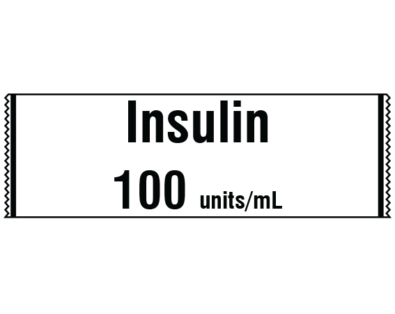 sa-3246 White 1/2" x 500" Anesthesia Drug Labels for Syringe Identification - Tape Form - With Imprint: Insulin / 100 units/mL