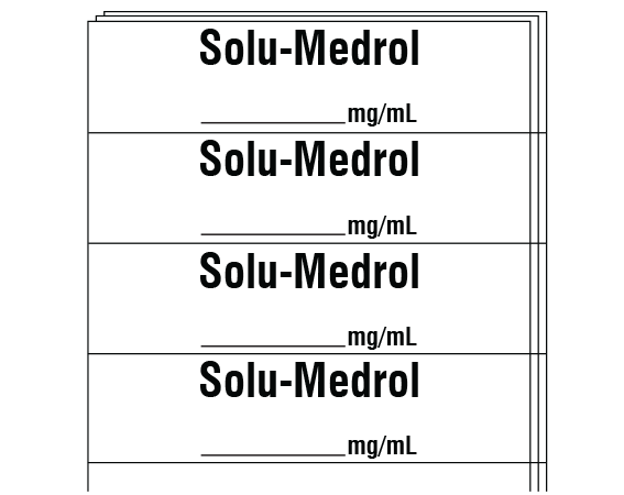 sa-325-pk White 1/2" x 2" Anesthesia Drug Labels for Syringe Identification - Pack Form - With Imprint: SOLU-MEDROL / _____ mg / mL