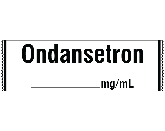 sa-3251 White 1/2" x 500" Anesthesia Drug Labels for Syringe Identification - Tape Form - With Imprint: Ondansetron / _____ mg/mL