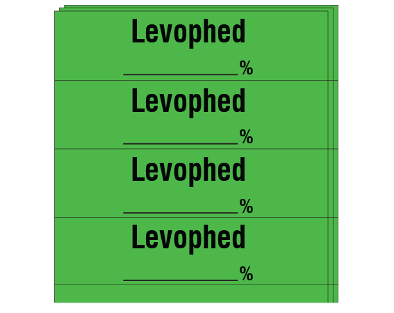 sa-35-pk Green 1/2" x 2" Anesthesia Drug Labels for Syringe Identification - Pack Form - With Imprint: LEVOPHED / _____ %