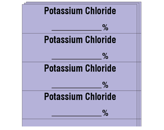 sa-44-pk Violet 1/2" x 2" Anesthesia Drug Labels for Syringe Identification - Pack Form - With Imprint: POTASSIUM CHLORIDE / _____ %