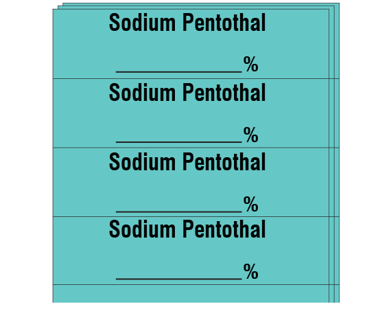 sa-47-pk Aqua 1/2" x 2" Anesthesia Drug Labels for Syringe Identification - Pack Form - With Imprint: SODIUM PENTOTHAL / _____ %