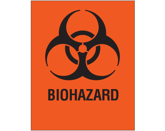 sbh-102 Fluorescent Red 8" x 10" Biohazard Warning Communication Labels - With Imprint: BIOHAZARD