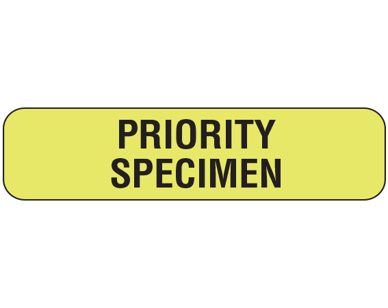 upcr-1071 Fluorescent Chartreuse 5/16" x 1-1/4" Phlebotomy / Specimen Receiving Communication Labels for the Laboratory - With Imprint: PRIORITY / SPECIMEN