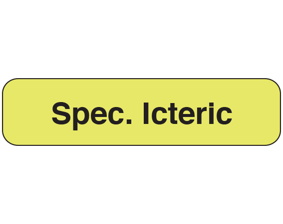 upcr-1073 Fluorescent Chartreuse 5/16" x 1-1/4" Phlebotomy / Specimen Receiving Communication Labels for the Laboratory - With Imprint: Spec. Icteric