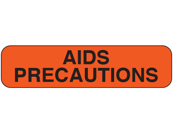 upcr-1321 Fluorescent Red 5/16" x 1-1/4" Infection Control Warning Labels for the Laboratory - With Imprint: AIDS / PRECAUTIONS