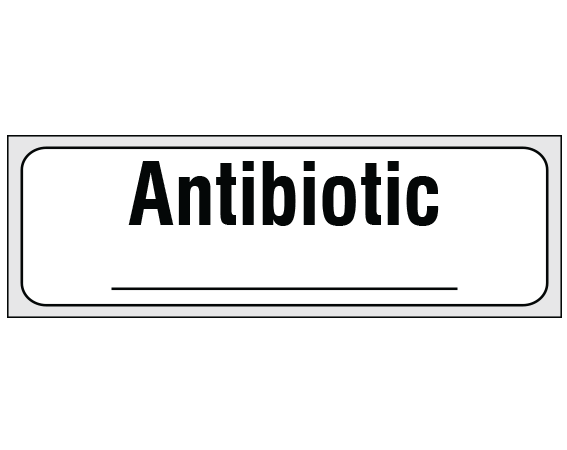 SA-329-PRE White 1/2" x 500" Anesthesia Drug Labels for Syringe Identification - Precut Form - With Imprint: ANTIBIOTIC / _____