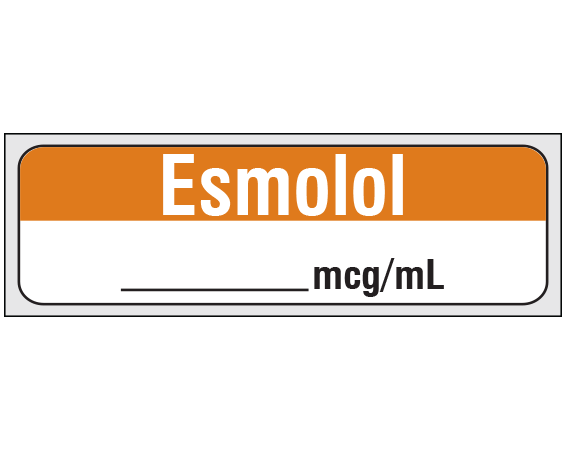 SA-333-PRE White W/ Copper Bar At Top 1/2" x 500" Anesthesia Drug Labels for Syringe Identification - Precut Form - With Imprint: Esmolol / _____ mcg/mL