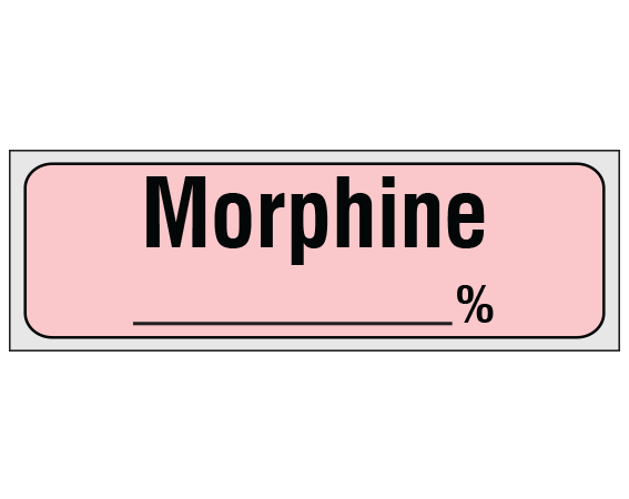 SA-39-PRE Pink 1/2" x 500" Anesthesia Drug Labels for Syringe Identification - Precut Form - With Imprint: MORPHINE / _____ %