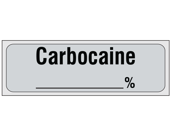 SA-56-PRE Gray 1/2" x 500" Anesthesia Drug Labels for Syringe Identification - Precut Form - With Imprint: CARBOCAINE / _____ %
