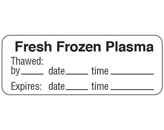 UPCR-5015 White 3/4" x 2" Blood Collection Product and Component Labels - With Imprint: Fresh Frozen Plasma / Thawed: / by _____ date _____ time _____ / Expires: date _____ time _____