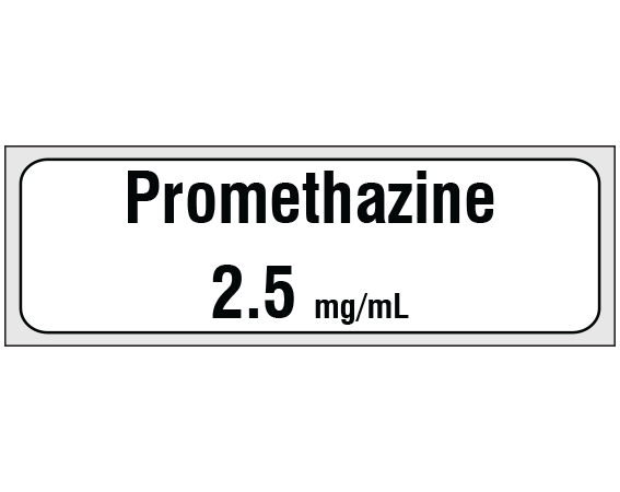 sa-3255-pre White 1/2" x 500" Anesthesia Drug Labels for Syringe Identification - Precut Form - With Imprint: Promethazine / 2.5 mg/mL