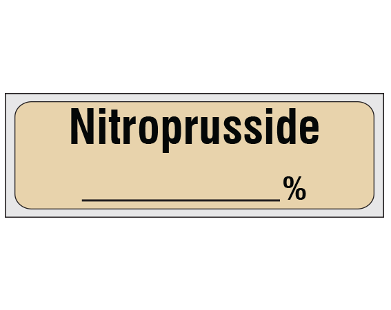 sa-40-pre Tan 1/2" x 500" Anesthesia Drug Labels for Syringe Identification - Precut Form - With Imprint: Nitroprusside / _____ %