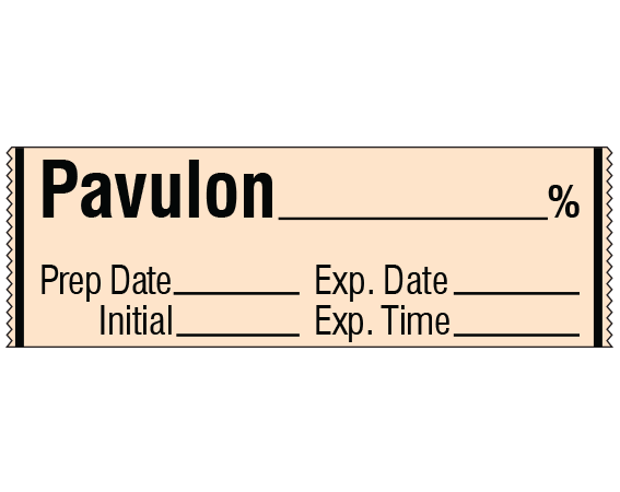 sa-41-exp Salmon 1/2" x 500" Anesthesia Drug Labels for Syringe Identification - Tape Form - With Imprint: PAVULON _____ % / Prep Date _____ Exp. Date _____ / Initial _____ Exp. Time _____