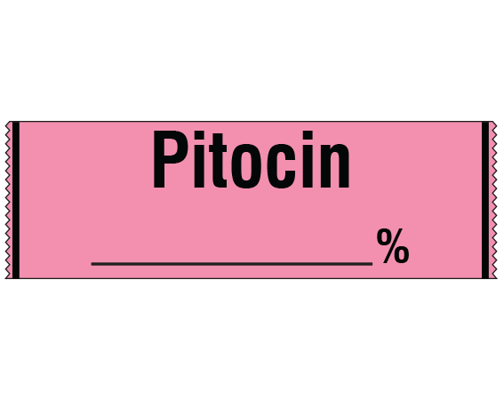 sa-43 Rose 1/2" x 500" Anesthesia Drug Labels for Syringe Identification - Tape Form - With Imprint: PITOCIN / _____ %
