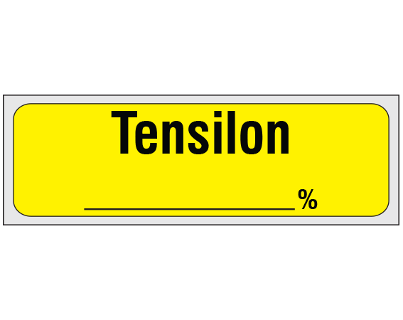 sa-50-pre Yellow 1/2" x 500" Anesthesia Drug Labels for Syringe Identification - Precut Form - With Imprint: TENSILON / _____ %