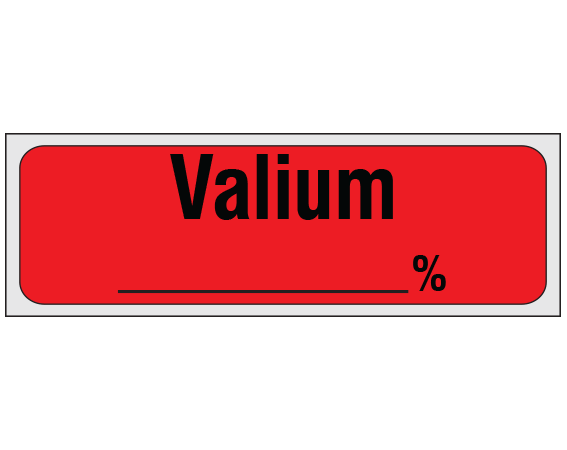 sa-52-pre Red 1/2" x 500" Anesthesia Drug Labels for Syringe Identification - Precut Form - With Imprint: VALIUM / _____ %