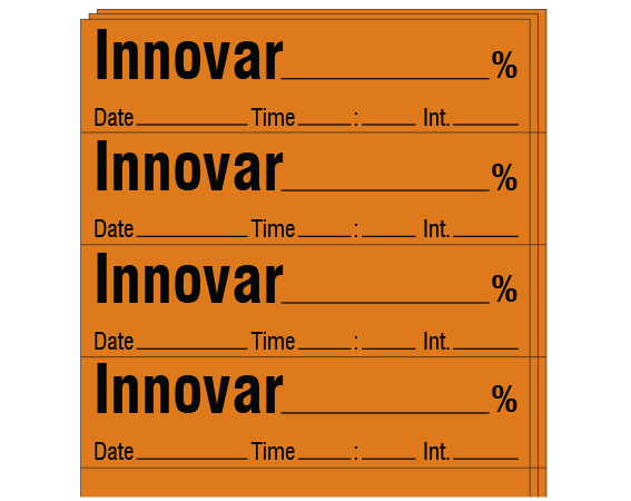 sa-6-dti-pk Copper 1/2" x 2" Anesthesia Drug Labels for Syringe Identification - Pack Form - With Imprint: Innovar _____ % / Date _____ Time _____:_____ Int. _____