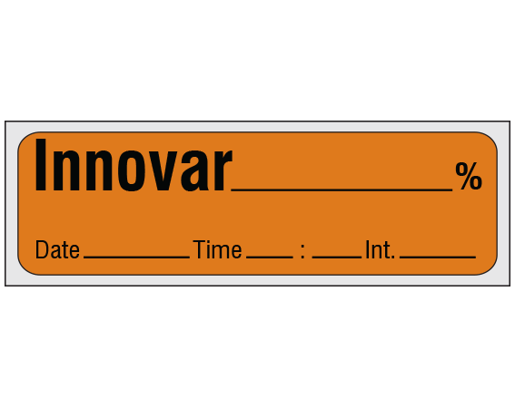 sa-6-dti-pre Copper 1/2" x 500" Anesthesia Drug Labels for Syringe Identification - Precut Form - With Imprint: Innovar _____ % / Date _____ Time _____:_____ Int. _____
