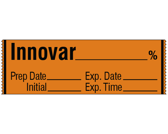 sa-6-exp Copper 1/2" x 500" Anesthesia Drug Labels for Syringe Identification - Tape Form - With Imprint: Innovar _____ % / Prep Date _____ Exp. Date _____ / Initial _____ Exp. Time _____